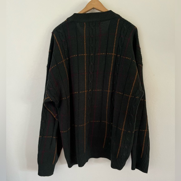 New River For J Riggings V Neck 90's Preppy Cable Knit Sweater Medium - Picture 5 of 6